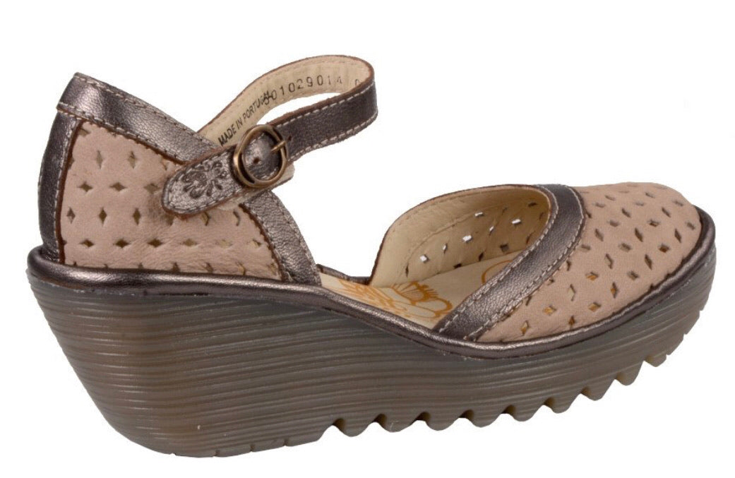 Fly London YVEN029FLY Cloud/Bronze Cupi/Idra Women's Wedges Sandals Made In Portugal