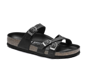 Birkenstock Franca Black Oiled Leather Black Footbed Made In Germany