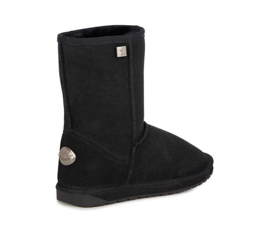 Emu Australia Black Platinum Stinger Lo Mid Calf Sheepskin Made In Australia