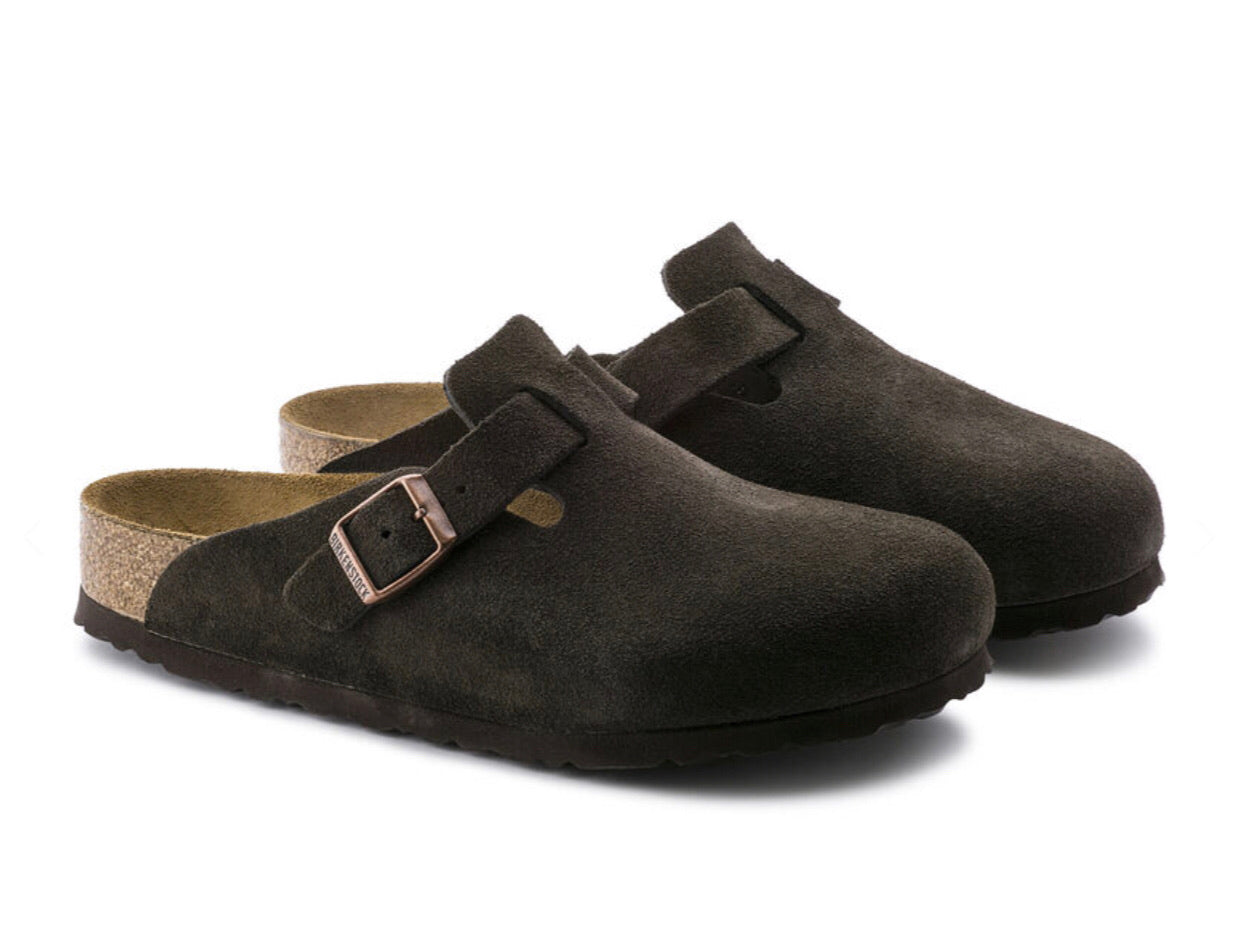 Birkenstock Boston Mocha Suede Soft Footbed Made In Germany