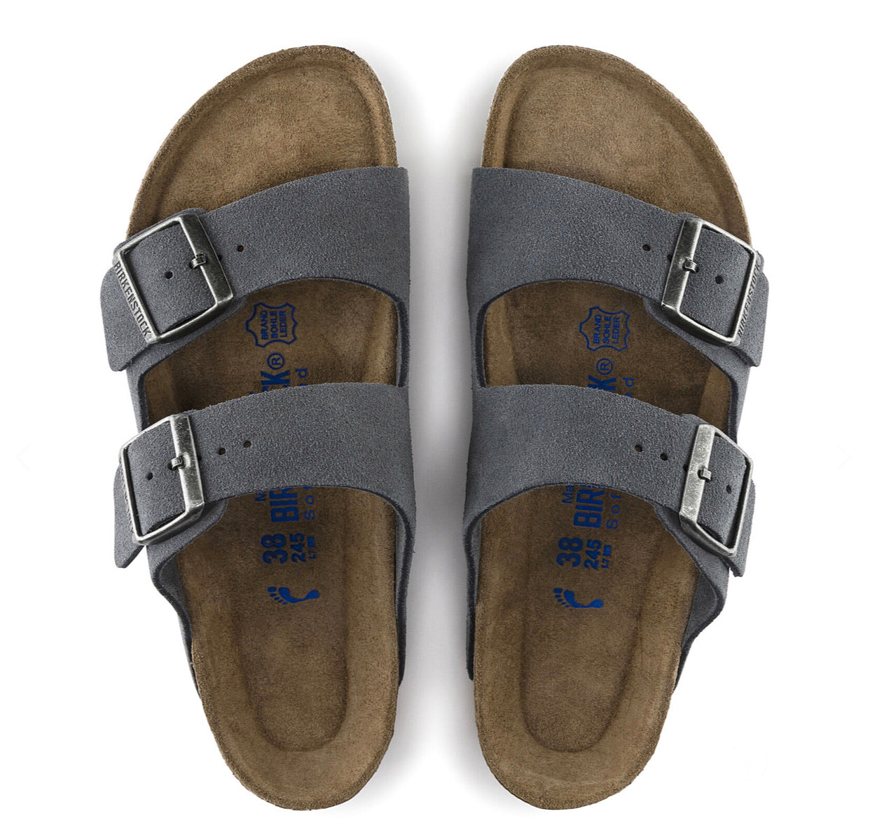 Birkenstock Arizona Stone Suede Leather Soft Footbed Made In Germany