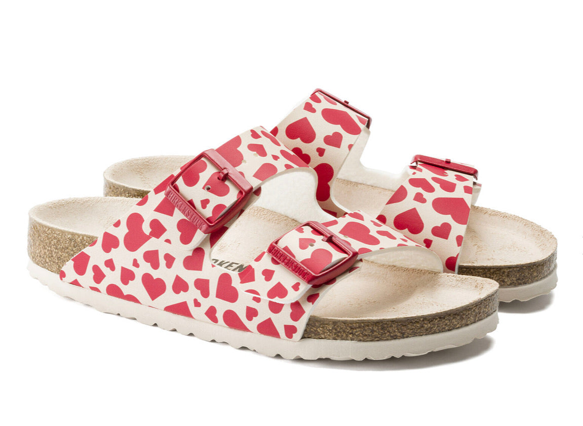 Birkenstock Arizona Hearts Red Birko-Flor Made In Germany