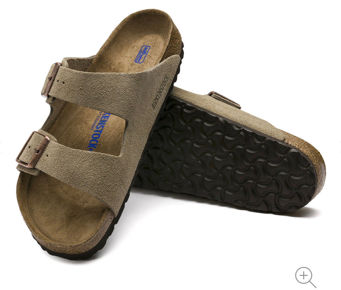 Birkenstock Arizona Taupe Suede Leather Soft Footbed Made In Germany