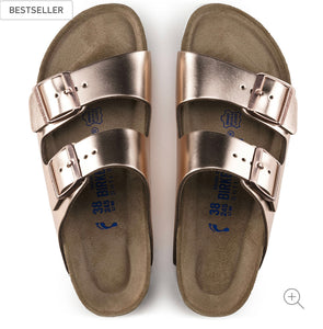 Birkenstock Arizona Metallic Copper Soft Footbed Made In Germany