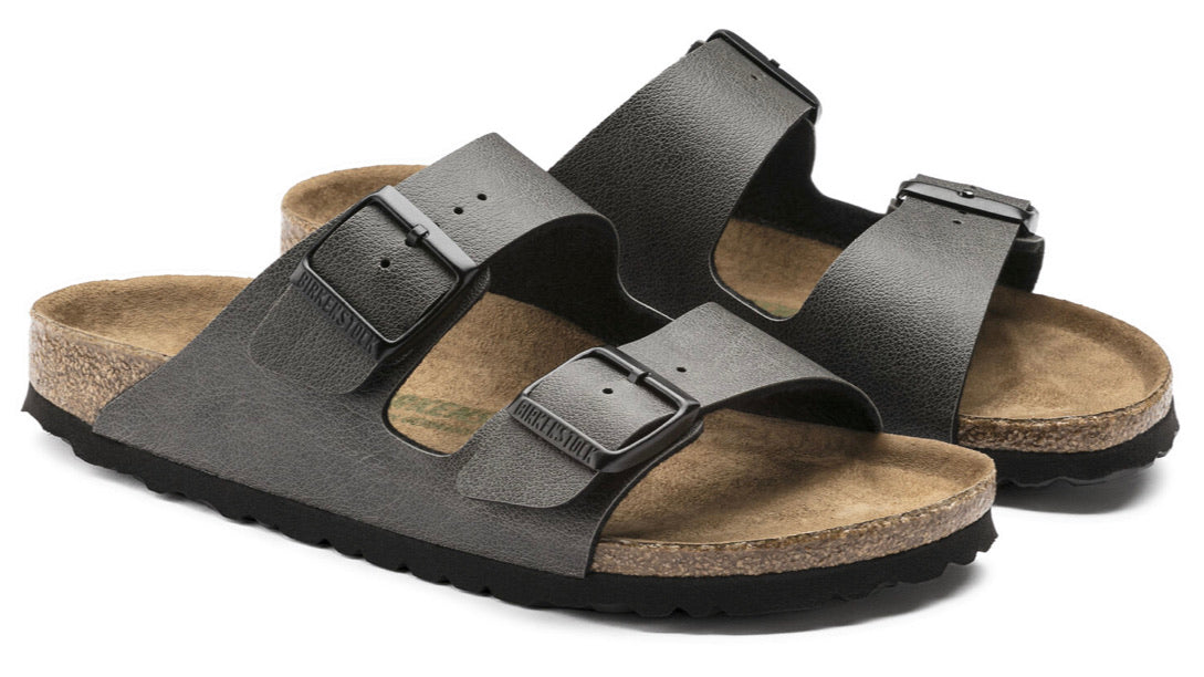 Birkenstock Arizona Vegan Anthracite Pull Up Birko-Flor Made In Germany