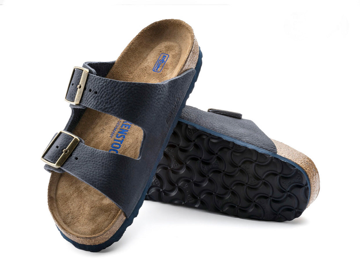 Birkenstock Arizona Steer Indigo Leather Soft Footbed Made In Germany