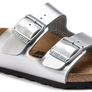 Birkenstock Arizona Kids Electric Metallic Silver Birko-Flor Made In Germany