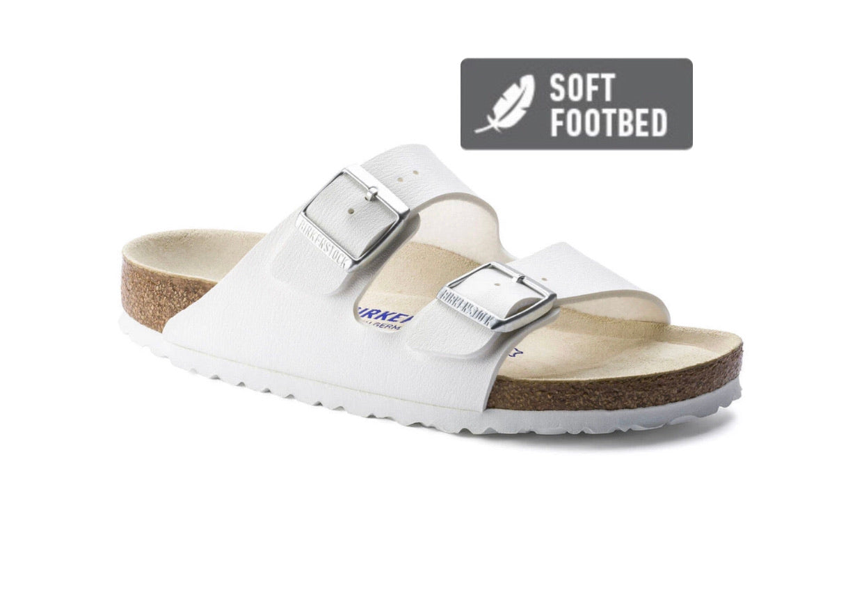 Birkenstock Arizona White Soft Footbed Birko-Flor Made In Germany