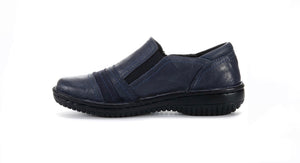 Cabello Comfort 5849-27 Navy Crinkle Zip Shoe Made In Turkey