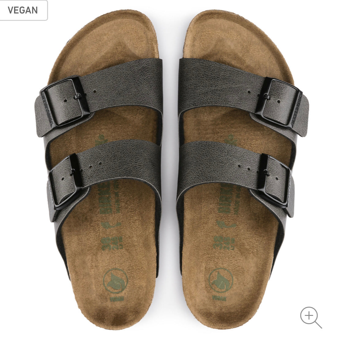 Birkenstock Arizona Vegan Anthracite Pull Up Birko-Flor Made In Germany