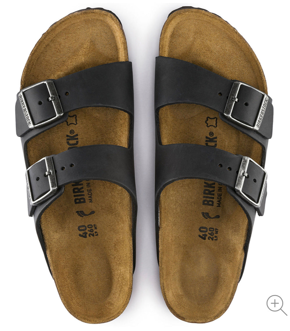 Birkenstock Arizona Black Oiled Leather Made In Germany