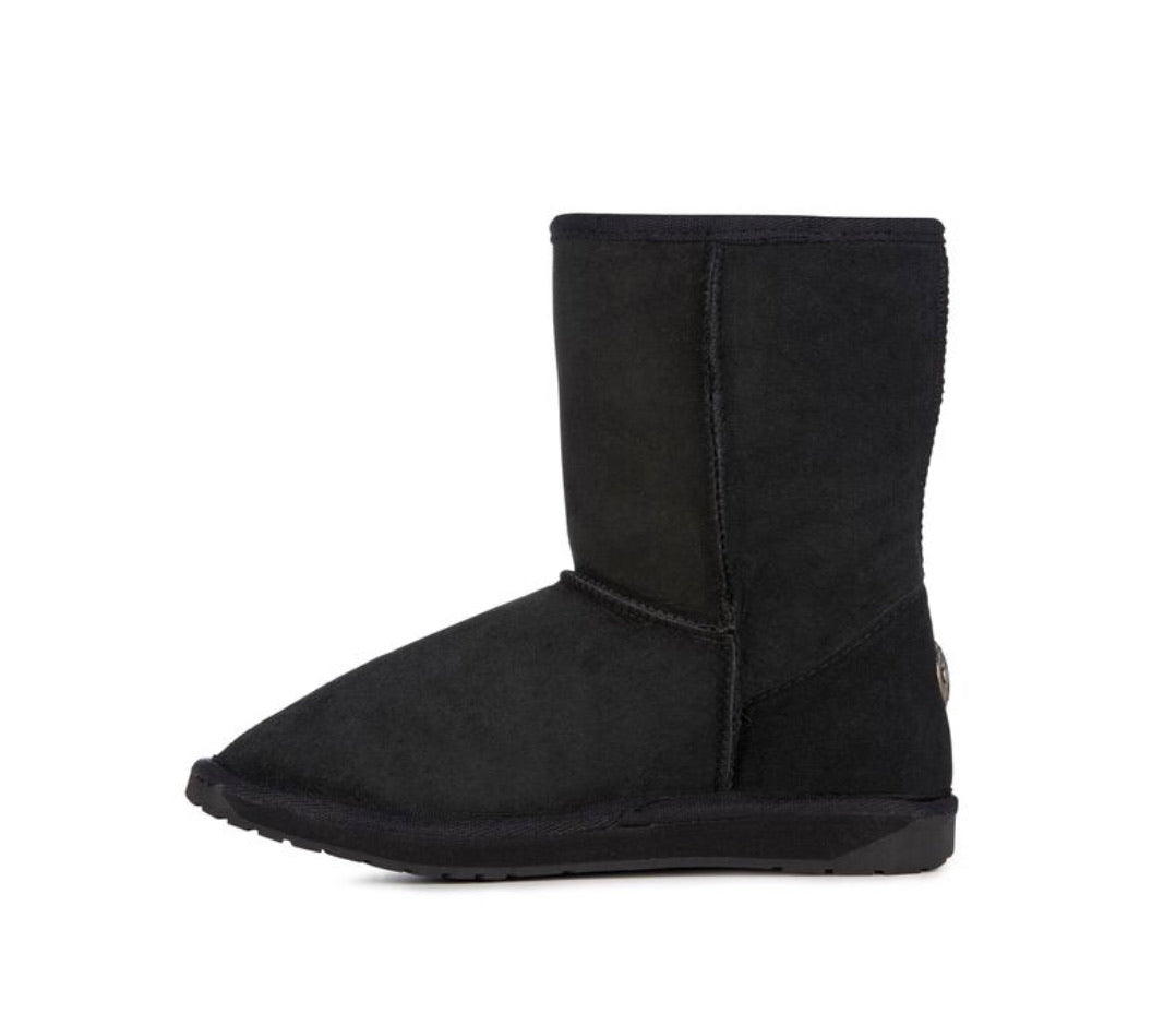 Emu Australia Black Platinum Stinger Lo Mid Calf Sheepskin Made In Australia