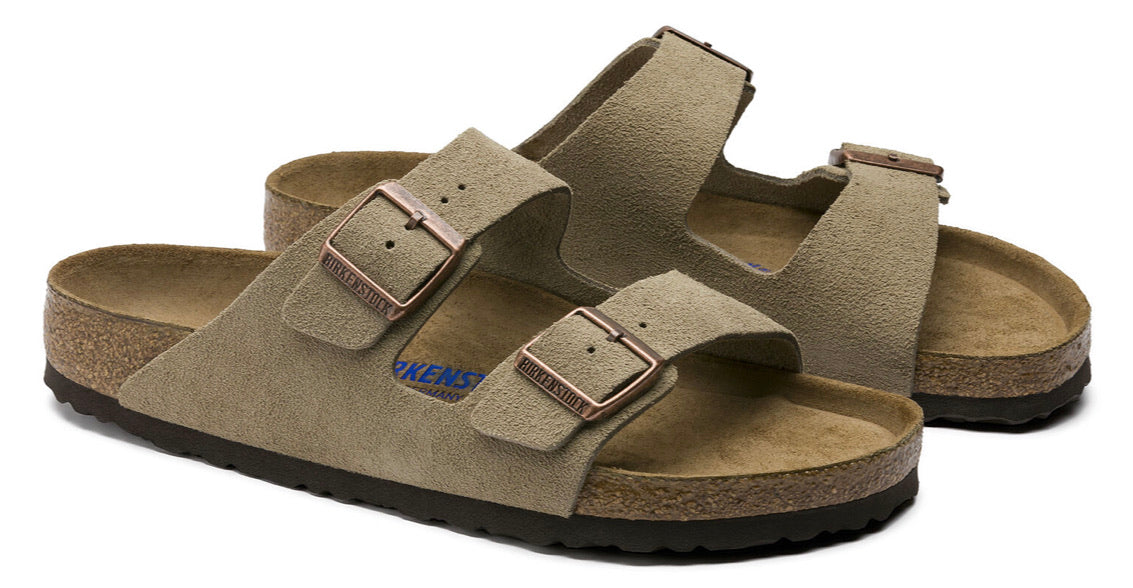 Birkenstock Arizona Taupe Suede Leather Soft Footbed Made In Germany