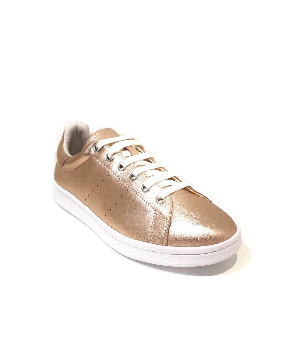 Minki Slam Rose Gold Metallic Leather 6 Eyelet Shoe