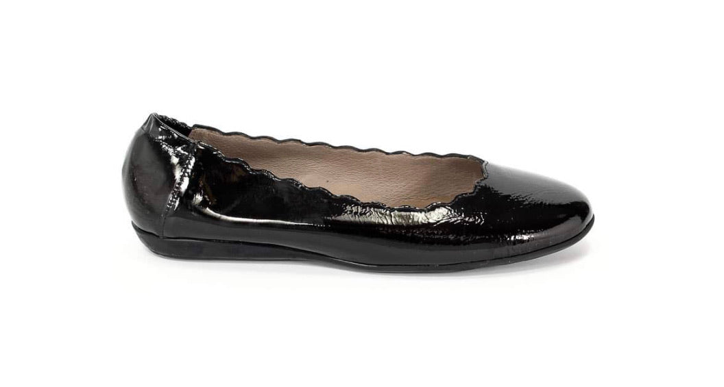 Wonders A-6122 Black Patent Sumatra Leather Flats Made In Spain