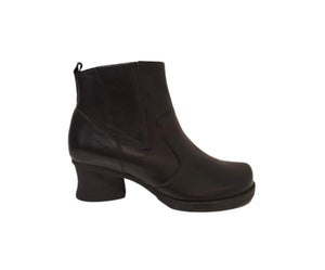 Minki Viper Black Leather Zip Ankle Boot