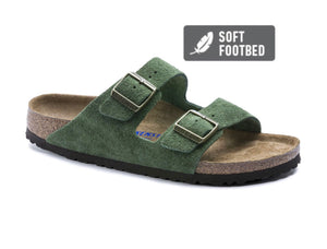 Birkenstock Arizona Green Suede Soft Footbed Made In Germany