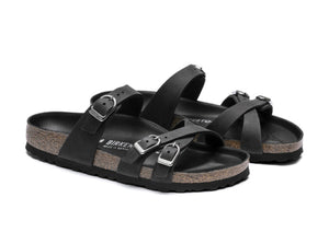 Birkenstock Franca Black Oiled Leather Black Footbed Made In Germany