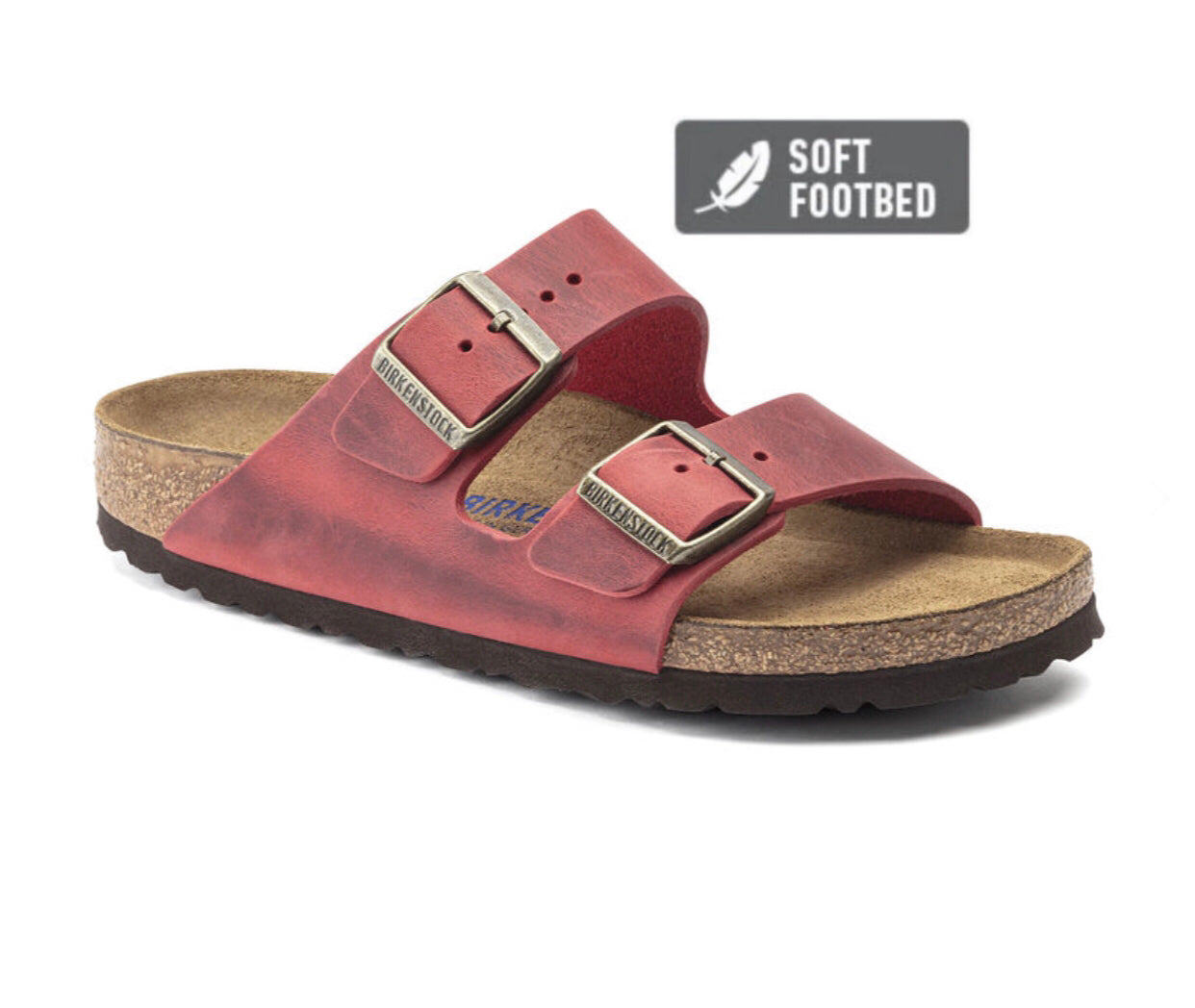 Birkenstock Arizona Fire Red Oiled Leather Soft Footbed Made In Germany