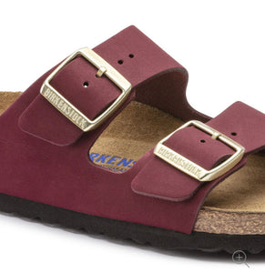 Birkenstock Arizona Maroon Nubuck Leather Soft Footbed Made In Germany