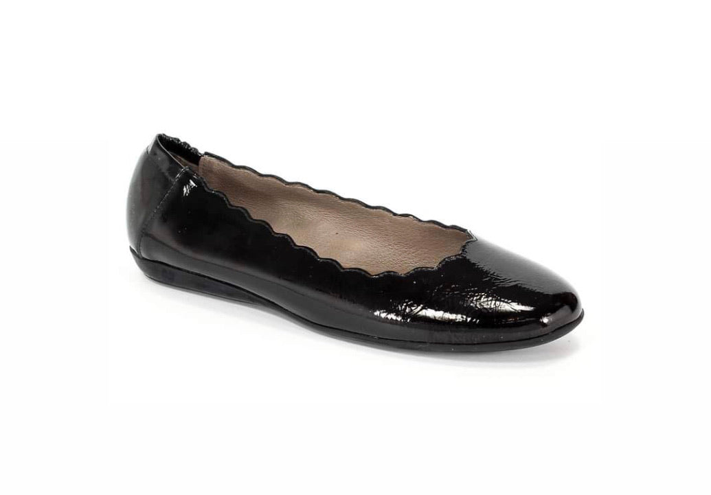 Wonders A-6122 Black Patent Sumatra Leather Flats Made In Spain