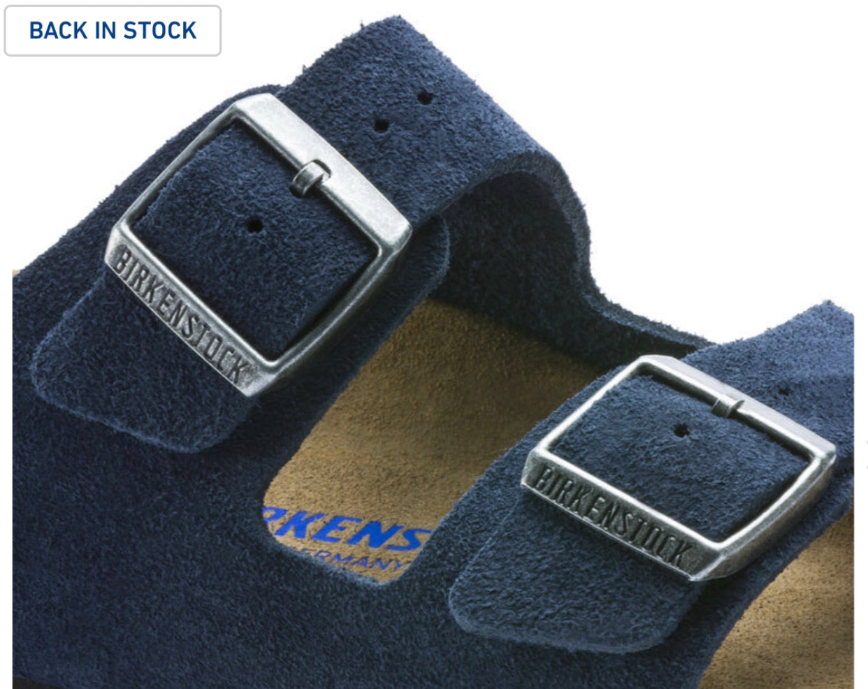 Birkenstock Arizona Navy Suede Leather Soft Footbed Cream Sole Made In Germany