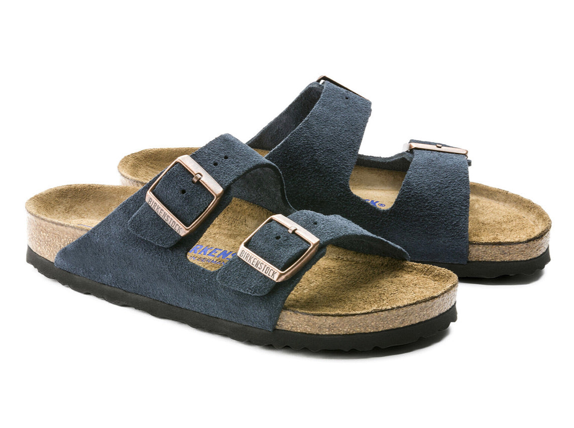 Birkenstock Arizona Navy Suede Leather Soft Footbed Made In Germany