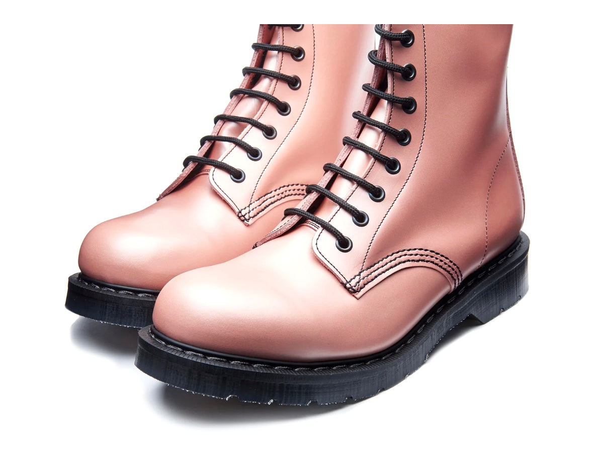 Solovair Iridescent Pink Hi-Shine 8 Eyelet Boot Made In England