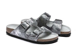 Birkenstock Arizona Vintage Metallic Gray Silver Suede Made In Germany