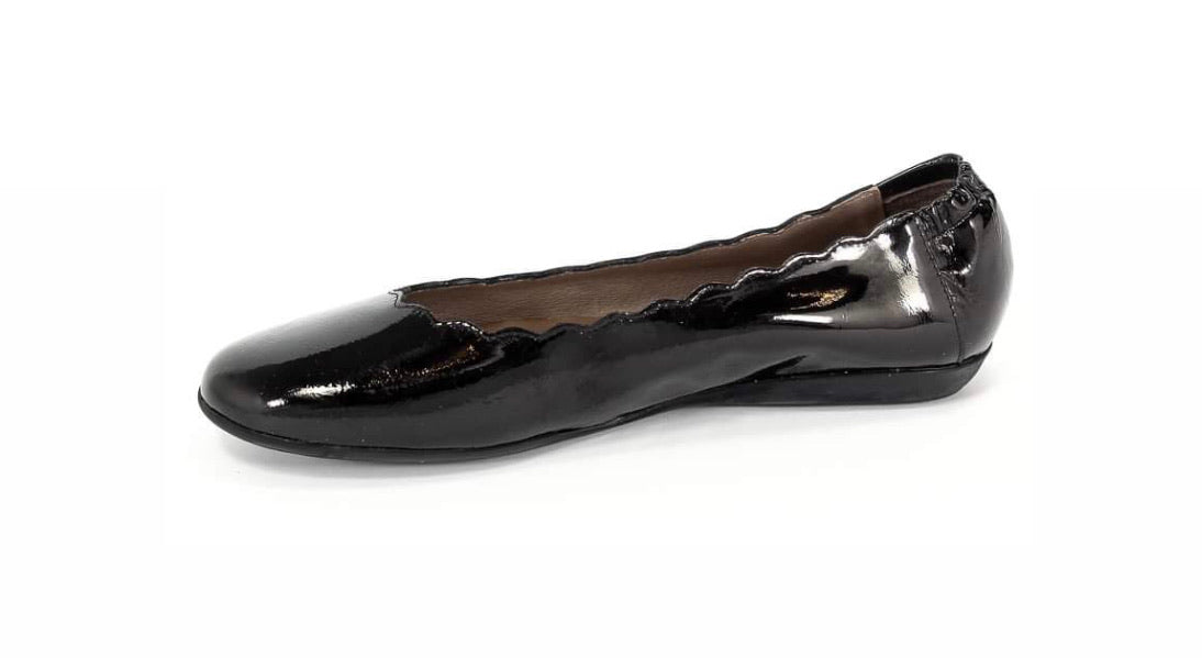 Wonders A-6122 Black Patent Sumatra Leather Flats Made In Spain