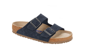 Birkenstock Arizona Navy Suede Leather Soft Footbed Cream Sole Made In Germany