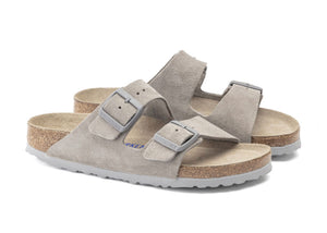 Birkenstock Arizona Stone Coin Suede Leather Soft Footbed Grey Sole Made In Germany