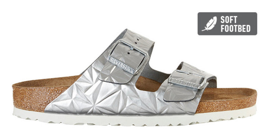 Birkenstock Arizona Spectral Silver Metallic Leather Soft Footbed Made Redpath Shoes Canberra