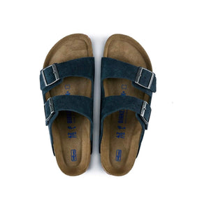 Birkenstock Arizona Navy Suede Leather Soft Footbed Cream Sole Made In Germany