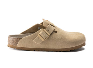 Birkenstock Boston Latte Cream Suede Soft Footbed Made In Germany