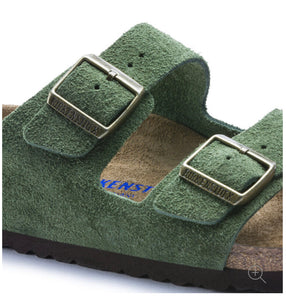 Birkenstock Arizona Green Suede Soft Footbed Made In Germany