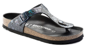 Birkenstock Gizeh Spotted Metallic Black Leather Made In Germany