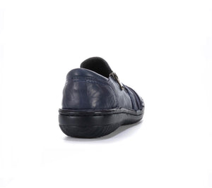 Cabello Comfort 5849-27 Navy Crinkle Zip Shoe Made In Turkey