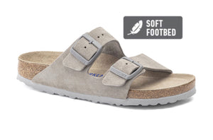 Birkenstock Arizona Stone Coin Suede Leather Soft Footbed Grey Sole Made In Germany