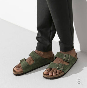 Birkenstock Arizona Green Suede Soft Footbed Made In Germany