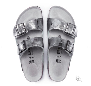 Birkenstock Arizona Vintage Metallic Gray Silver Suede Made In Germany