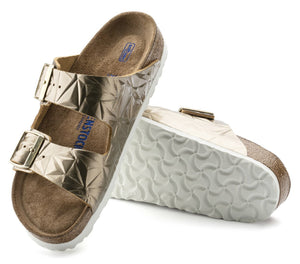 Birkenstock Arizona Spectral Platin Gold Metallic Leather Soft Footbed Made In Germany