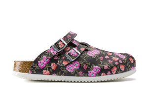 Birkenstock Kay Blooming Roses Black Birko-Flor Super Grip Made In Germany