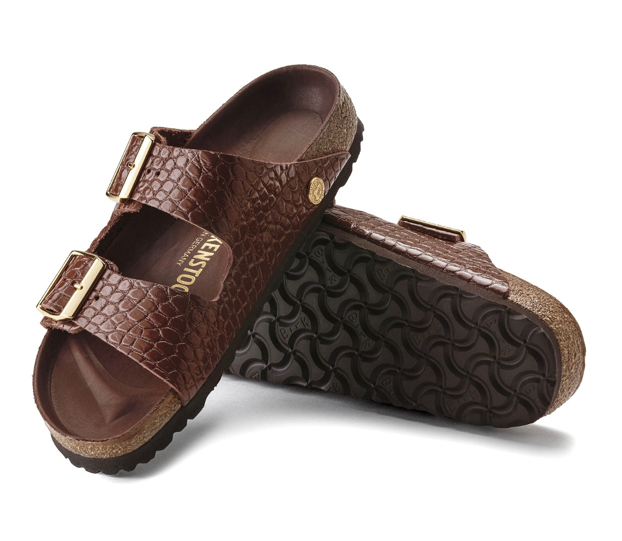 Birkenstock Arizona Rivet Logo Chocolate Brown Embossed Leather Made In Germany