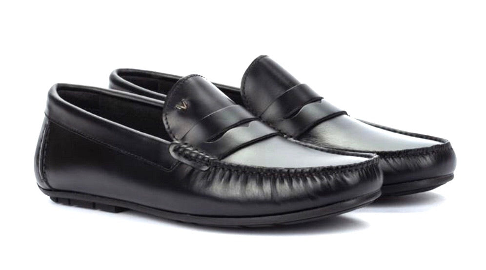 Martinelli 1411-2496B Black Pacific Leather Slip On Shoes Made In Spain