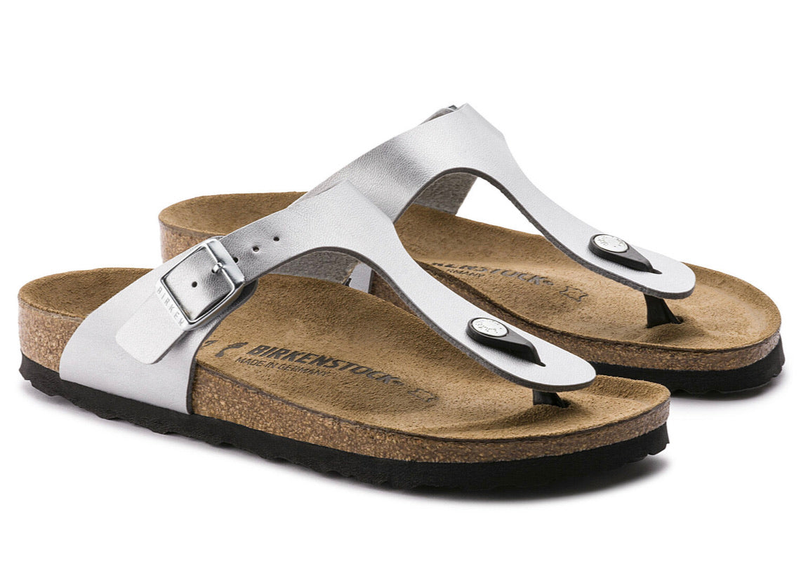 Birkenstock Gizeh Silver Birko-Flor Made In Germany