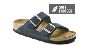 Birkenstock Arizona Navy Suede Leather Soft Footbed Made In Germany