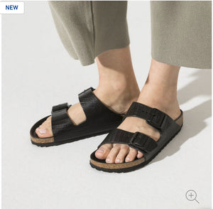 Birkenstock Arizona Black Embossed Leather Made In Germany