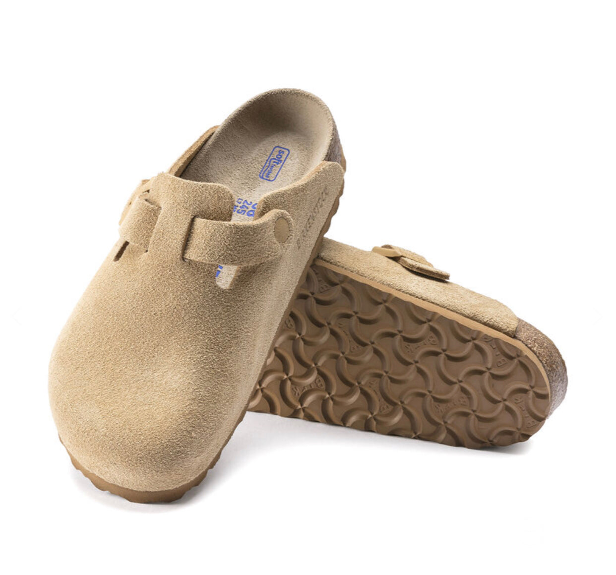 Birkenstock Boston Latte Cream Suede Soft Footbed Made In Germany