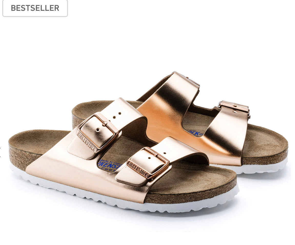 Birkenstock Arizona Metallic Copper Soft Footbed Made In Germany